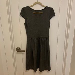 Gray knit cap sleeve dress